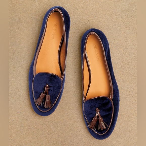 J. McLaughlin Cecily Blue Velvet Loafers Size 8.5